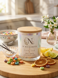 Fruit Cereal - 11 oz. Iridescent White Glass Soy Wax Candle 