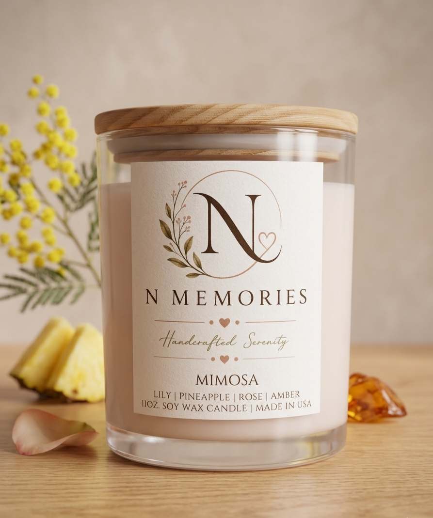 Mimosa - 11 oz. Iridescent White Glass Soy Wax Candle